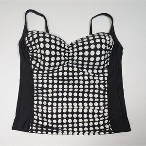 Tankini Top Plus Size Polka Dot Sweetheart Black White Pin Up Retro VM Women 22W